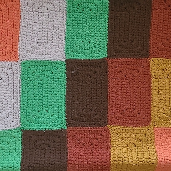 VINTAGE HANDMADE CROCHET BLANKET THROW - Picture 4 of 6